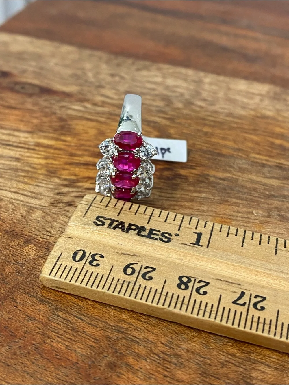 925 Sterling Silver Red And White CZ Ring